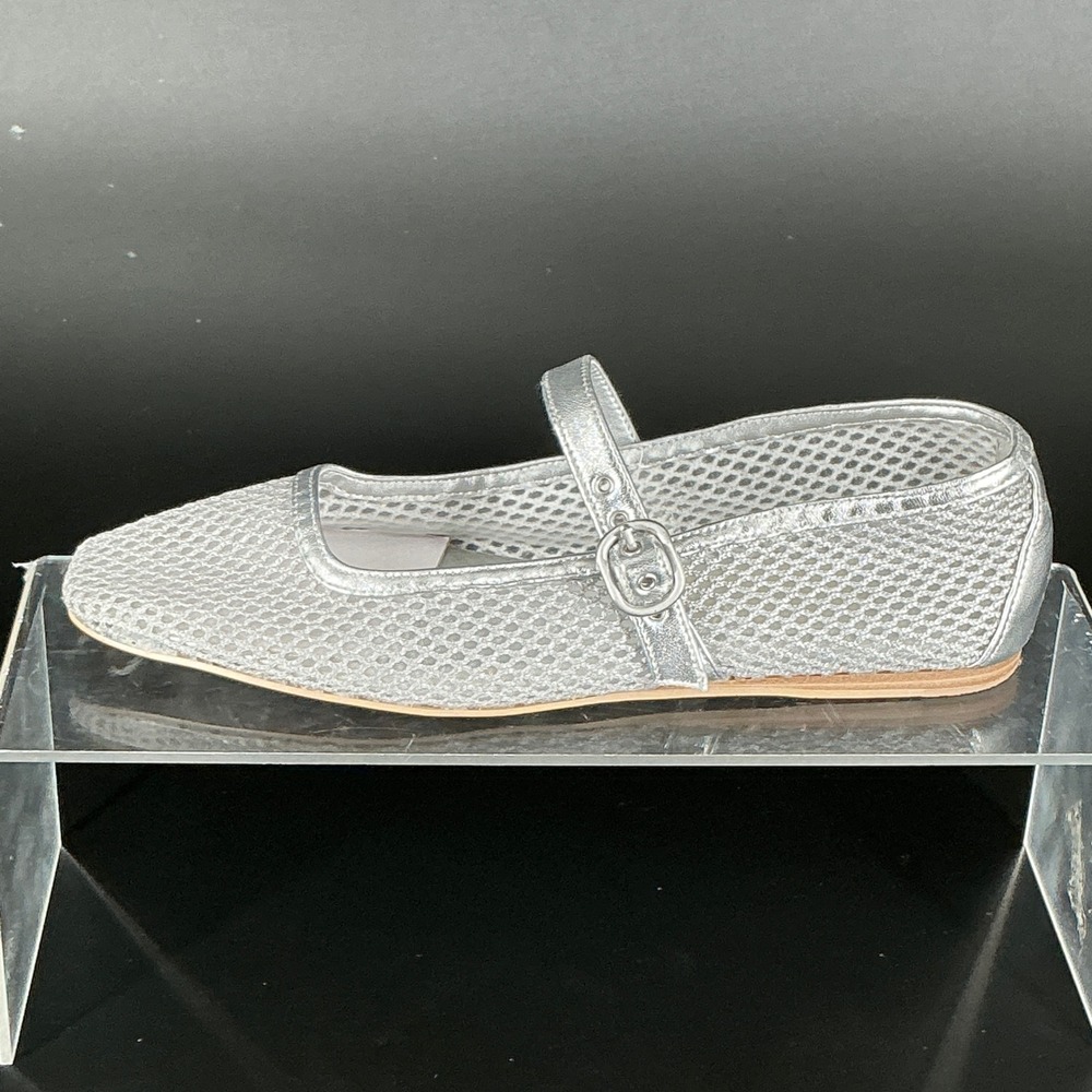 Dolce Vita Size 7.5 Silver Mesh Ballet Flats Mary Jane Buckle Strap Women